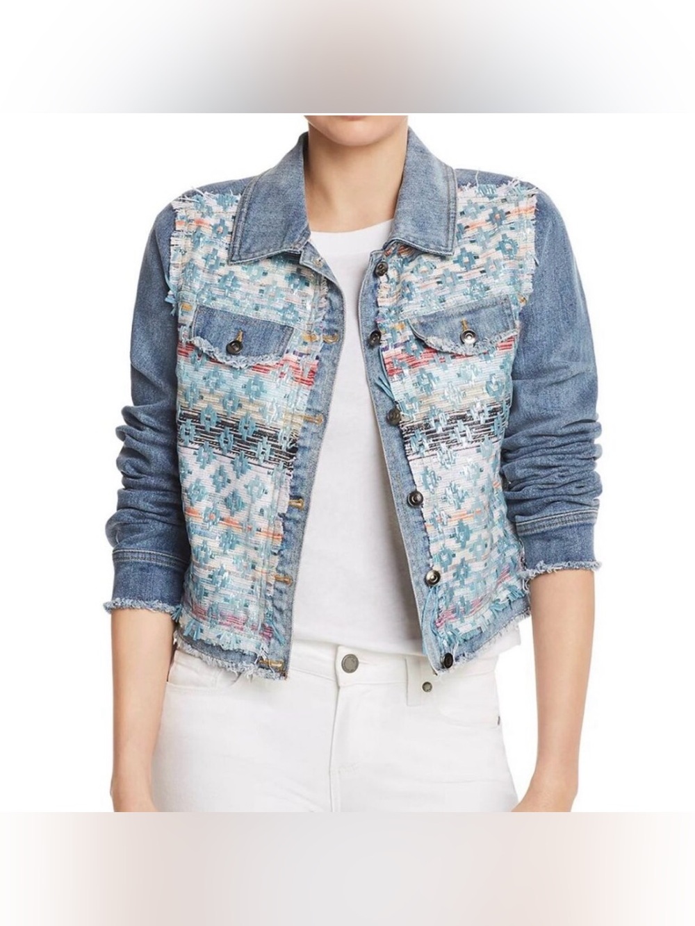 Ramy Brook Light Blue Embroidered Denim Jacket